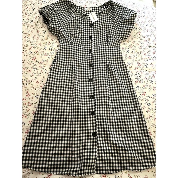 OAK + FORT Black and White Checkered Dress - Picture 1 of 3